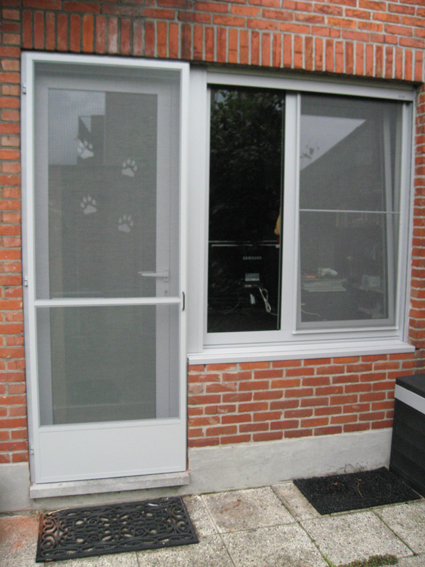 Deur met vast raam (rolluik uit 2 delen)